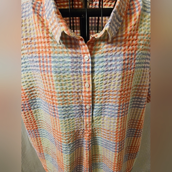 LL Bean Pastel Textured Button-Up Cotton Festive Top XL - Picture 12 of 14